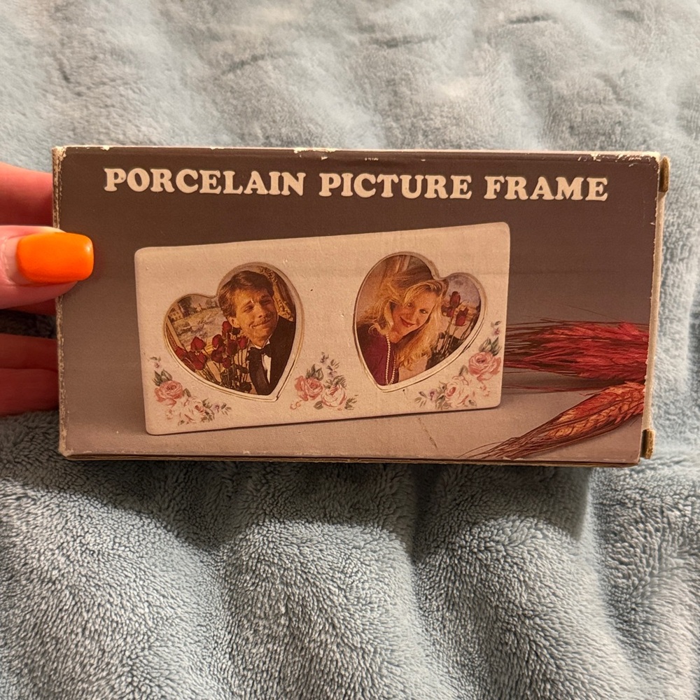 Floral Porcelain Picture Frame with Heart Design